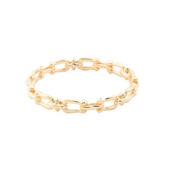 MILOR GOLD Gold Made In Italy 14k Gold Horsebit U Link Bangle Bracelet - Picture 1 of 1
